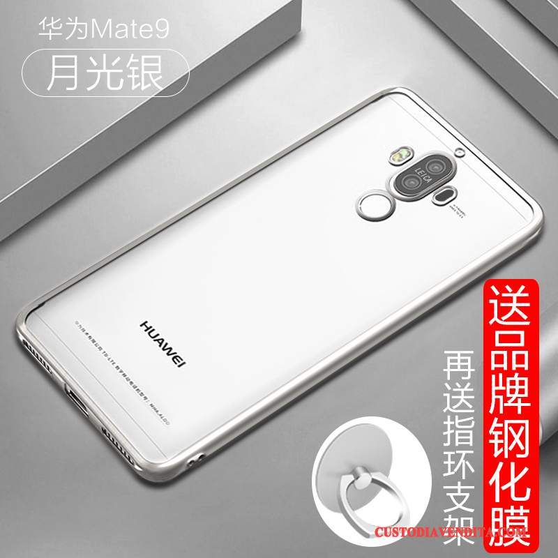 Custodia Huawei Mate 9 Protezione Tutto Incluso Tendenza, Cover Huawei Mate 9 Creativo Trasparente Argento