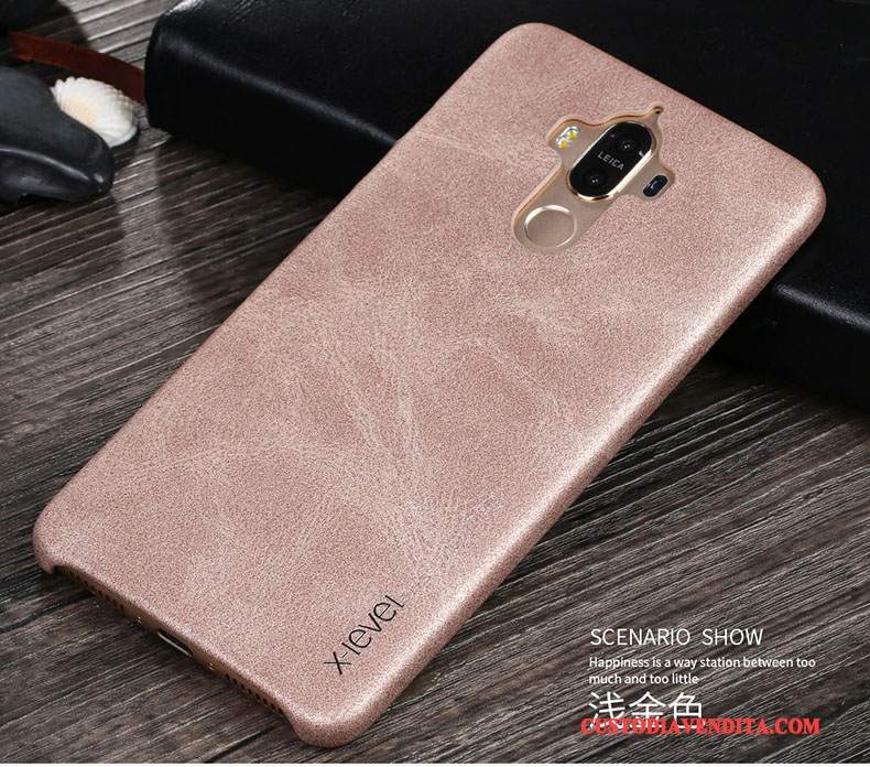 Custodia Huawei Mate 9 Vintage Telefono Anti-caduta, Cover Huawei Mate 9 Pelle Tendenza Oro