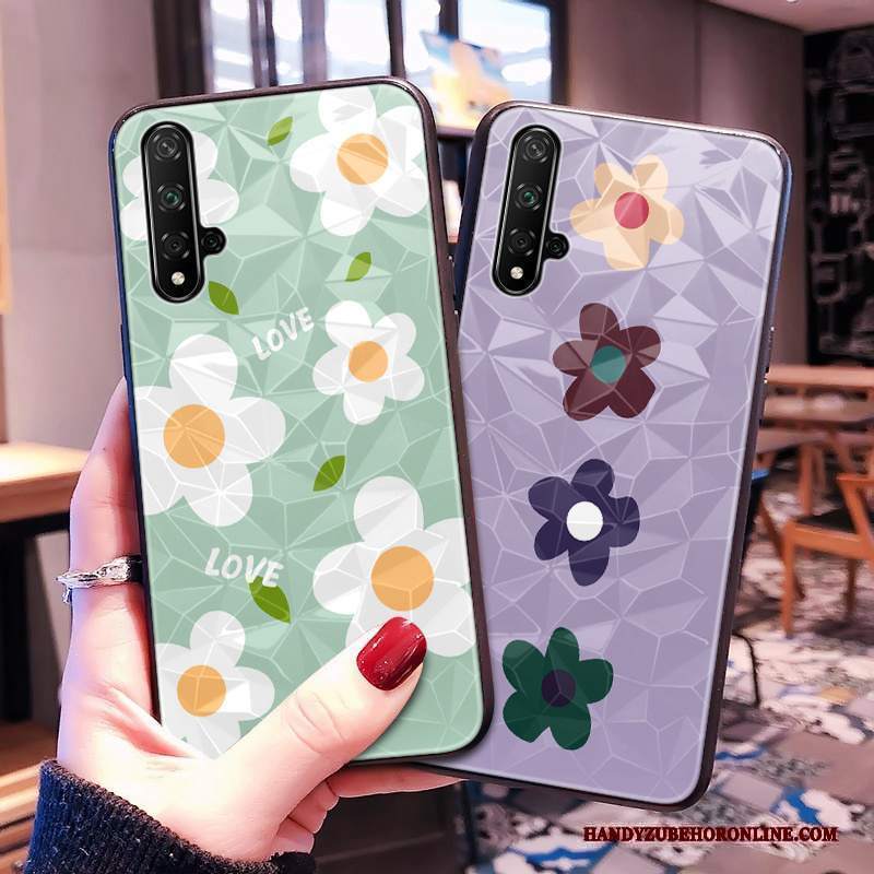 Custodia Huawei Nova 5t Net Red Piccola, Cover Huawei Nova 5t Telefono Verde