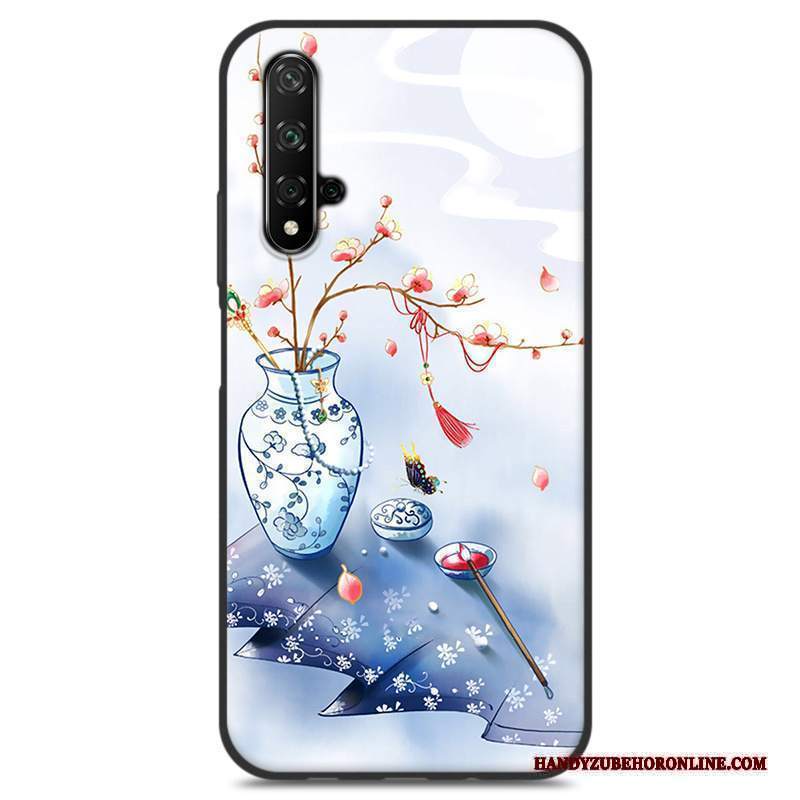 Custodia Huawei Nova 5t Silicone Blu Stile Cinese, Cover Huawei Nova 5t Protezione Telefono Piccola