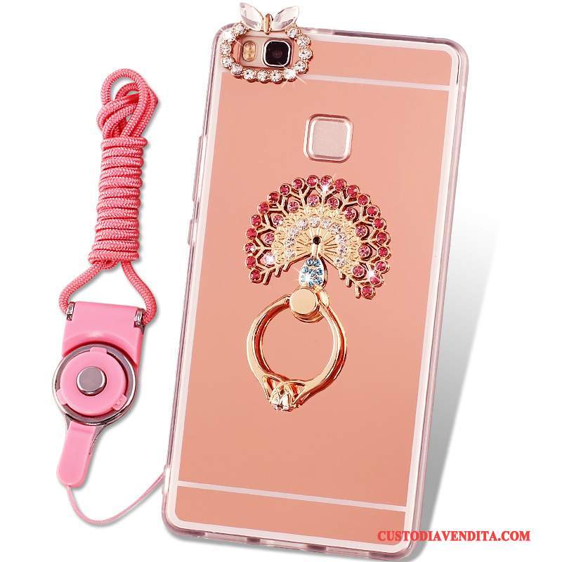 Custodia Huawei Nova Silicone Morbido Ornamenti Appesi, Cover Huawei Nova Protezione Ring Rosa