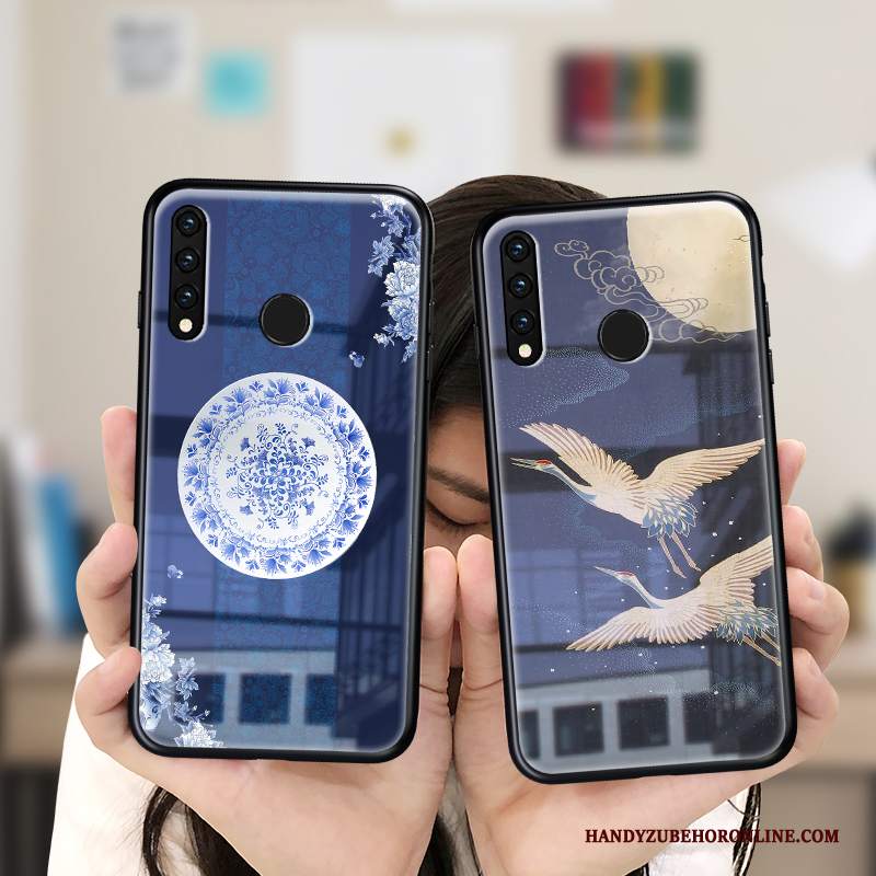 Custodia Huawei P Smart+ 2019 Silicone Pellicola Protettiva Gru, Cover Huawei P Smart+ 2019 Moda Marchio Di Tendenza Vetro