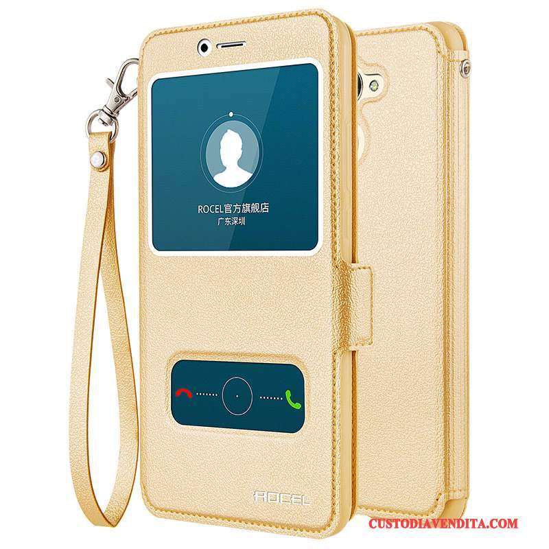 Custodia Huawei P Smart Folio Oro Tutto Incluso, Cover Huawei P Smart Silicone Telefono