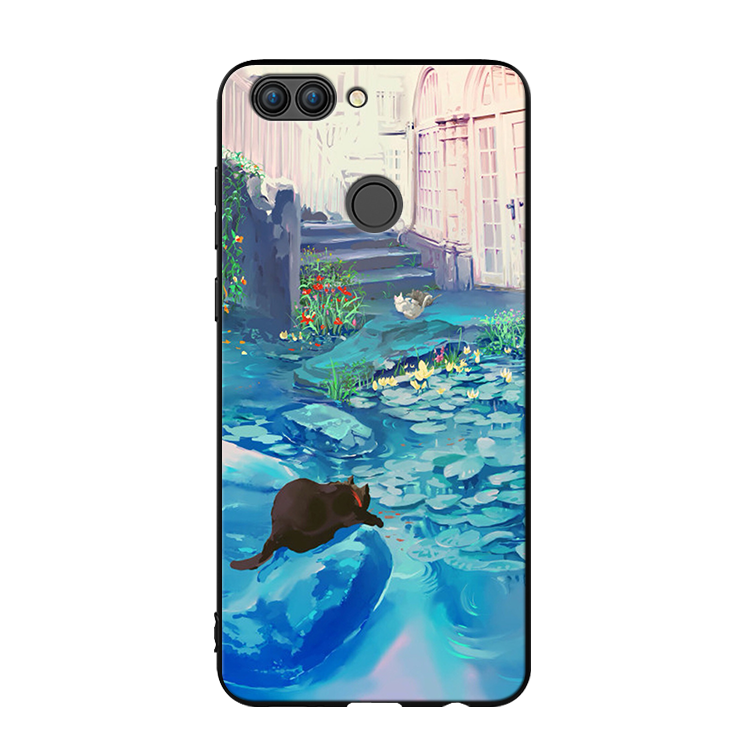 Custodia Huawei P Smart Silicone Tendenza Morbido, Cover Huawei P Smart Protezione Blu Gattino