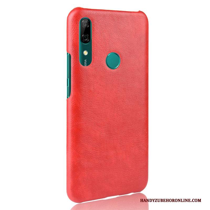 Custodia Huawei P Smart Z Pelle Modello Litchi, Cover Huawei P Smart Z Vintage Anti-caduta Rosso