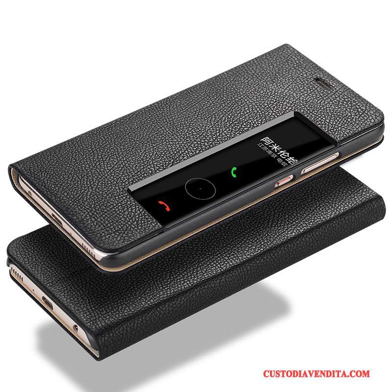 Custodia Huawei P10 Pelle Nerotelefono, Cover Huawei P10 Folio Anti-caduta Sottile