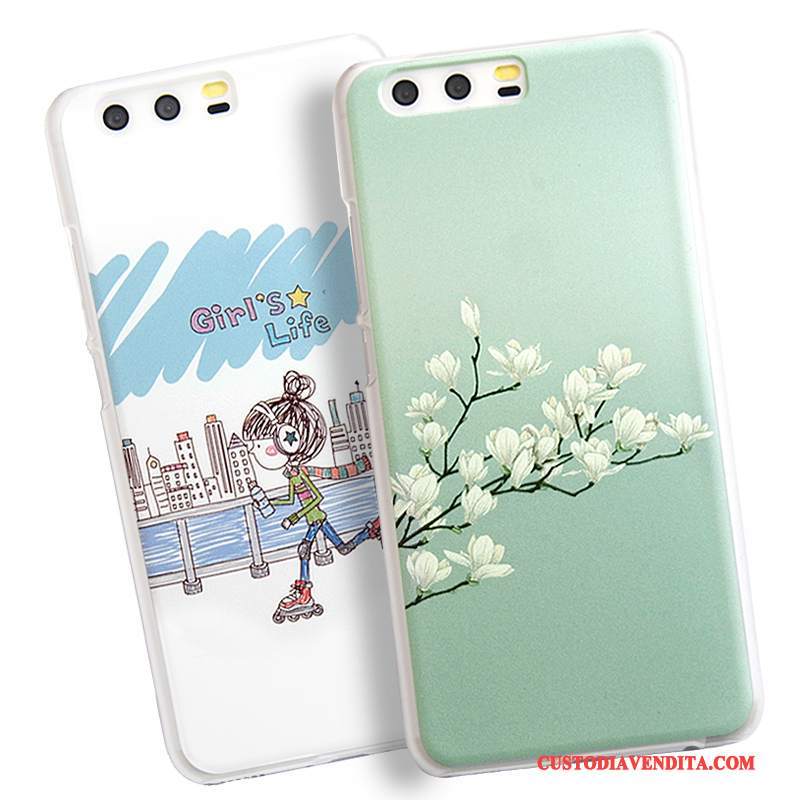 Custodia Huawei P10 Plus Goffratura Telefono Verde, Cover Huawei P10 Plus Protezione Chiaro Anti-caduta