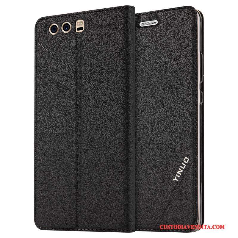 Custodia Huawei P10 Plus Pelle Anti-caduta Tutto Incluso, Cover Huawei P10 Plus Folio Nero Morbido