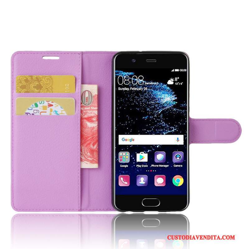 Custodia Huawei P10 Protezione Carta Porpora, Cover Huawei P10 Vintage Anti-caduta