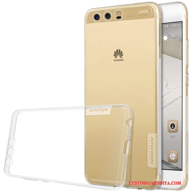 Custodia Huawei P10 Silicone Morbido Oro, Cover Huawei P10 Protezione Trasparente Tutto Incluso