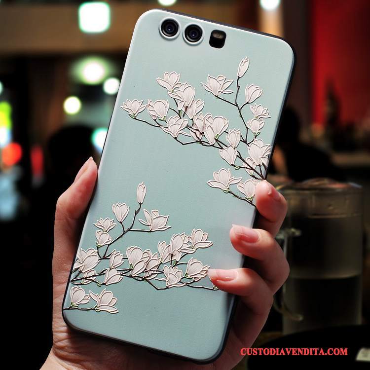 Custodia Huawei P10 Silicone Telefono Blu Chiaro, Cover Huawei P10 Goffratura Anti-caduta Di Personalità