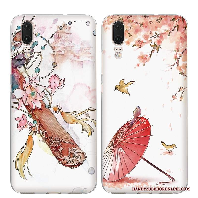 Custodia Huawei P20 Goffratura Morbido Tutto Incluso, Cover Huawei P20 Silicone Stile Cinese Sottili