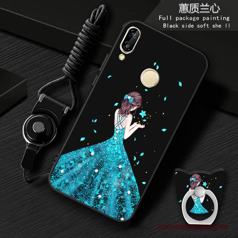 Custodia Huawei P20 Lite Creativo Anti-caduta Blu, Cover Huawei P20 Lite Cartone Animato Ornamenti Appesi Morbido