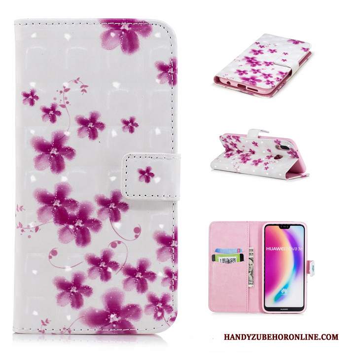 Custodia Huawei P20 Lite Pelle Telefono Rosa, Cover Huawei P20 Lite Cartone Animato Anti-caduta Tutto Incluso