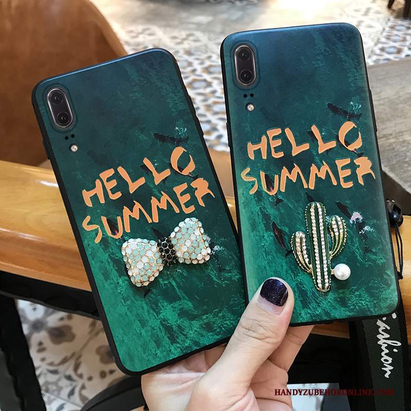 Custodia Huawei P20 Strass Gioventùtelefono, Cover Huawei P20 Verde Marchio Di Tendenza