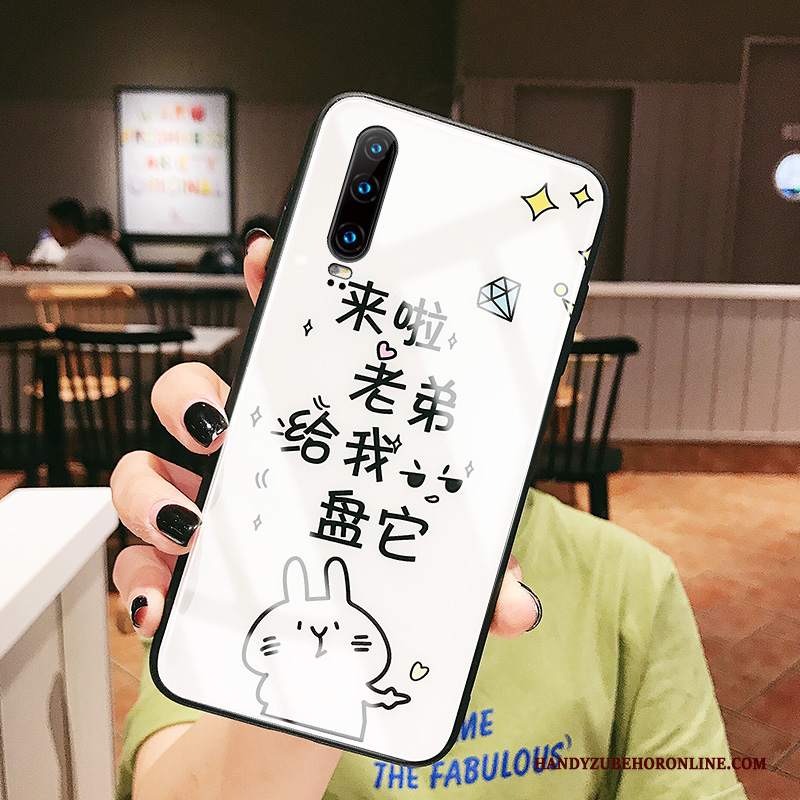 Custodia Huawei P30 Cartone Animato Bianco Anti-caduta, Cover Huawei P30 Protezione Net Redtelefono