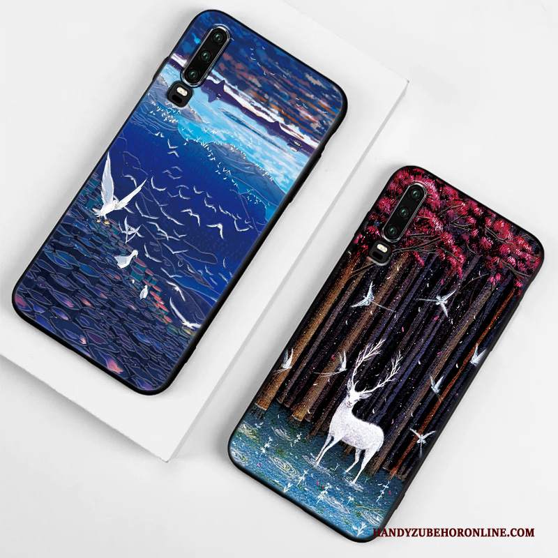 Custodia Huawei P30 Goffratura Telefono Morbido, Cover Huawei P30 Silicone Elegante Amanti