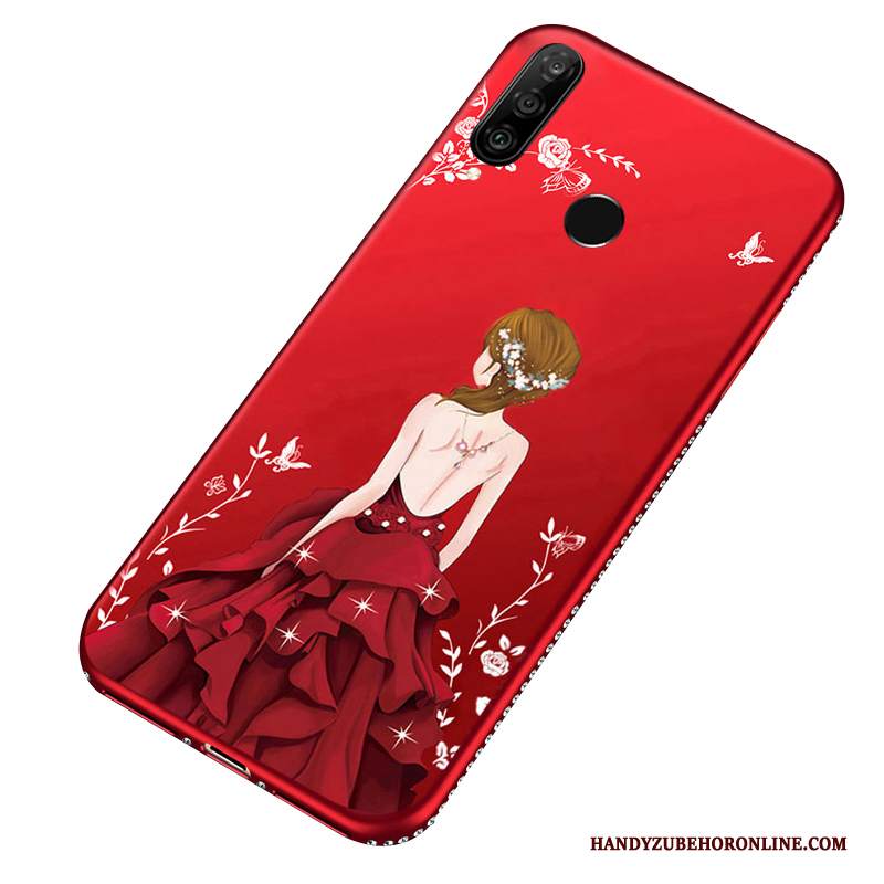 Custodia Huawei P30 Lite Moda Ornamenti Appesi Rosso, Cover Huawei P30 Lite Creativo Morbidotelefono