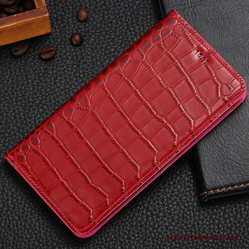 Custodia Huawei P30 Pelle Rosso Modello, Cover Huawei P30 Protezione Anti-caduta Modello Coccodrillo