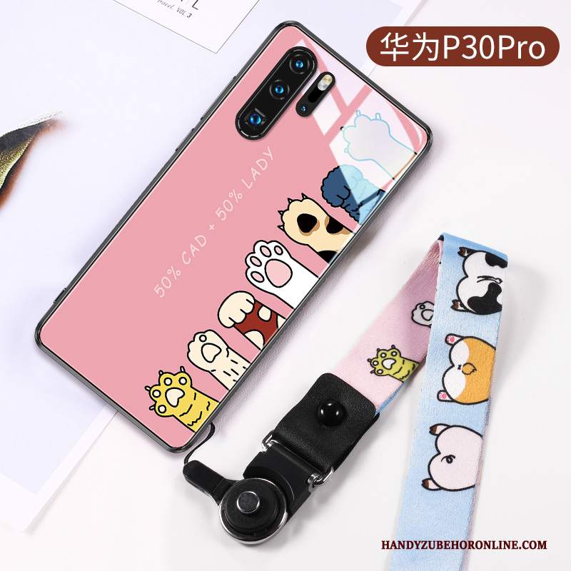 Custodia Huawei P30 Pro Cartone Animato Anti-caduta Net Red, Cover Huawei P30 Pro Creativo Semplici Rosa