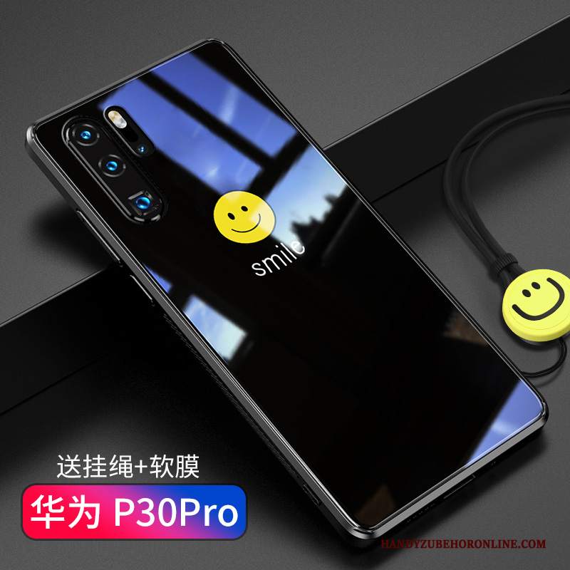 Custodia Huawei P30 Pro Creativo Vetro Anti-caduta, Cover Huawei P30 Pro Silicone Smiley Semplici