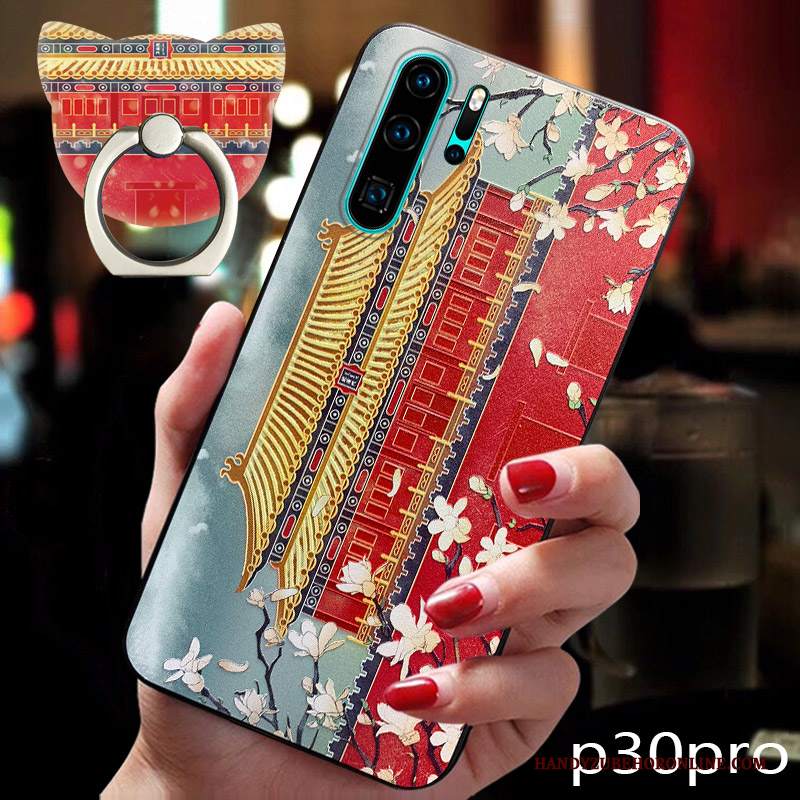 Custodia Huawei P30 Pro Vintage Nuovo Rosso, Cover Huawei P30 Pro Creativo Tendenza Palazzo