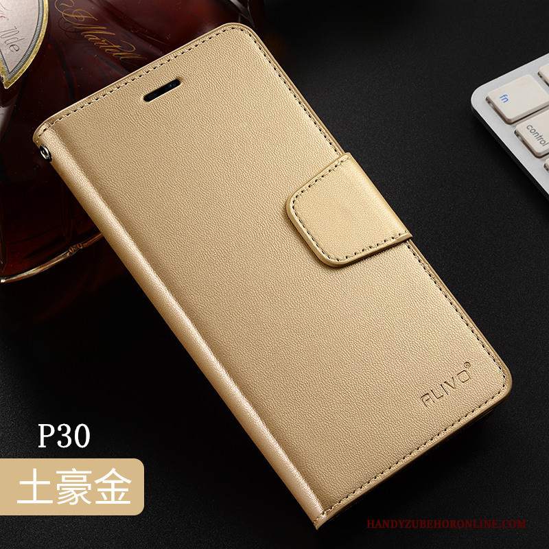 Custodia Huawei P30 Protezione Tutto Incluso Tendenza, Cover Huawei P30 Pelle Morbido Oro