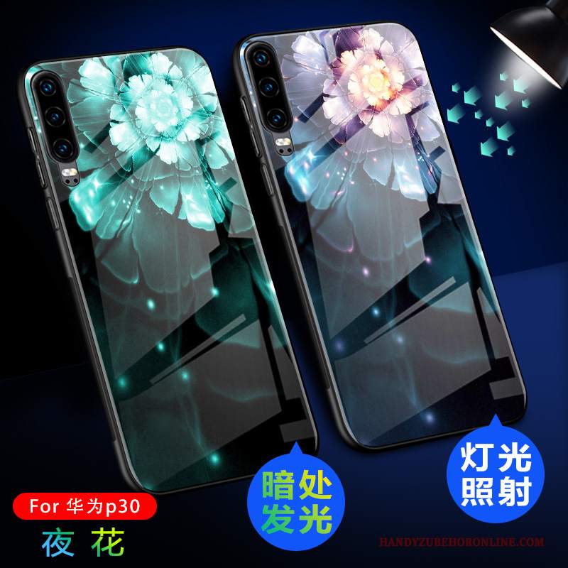 Custodia Huawei P30 Silicone Macchiati High End, Cover Huawei P30 Creativo Vetro Luminoso