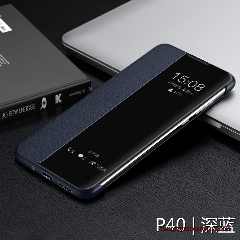 Custodia Huawei P40 Folio Tutto Incluso Blu, Cover Huawei P40 Pelle Anti-cadutatelefono