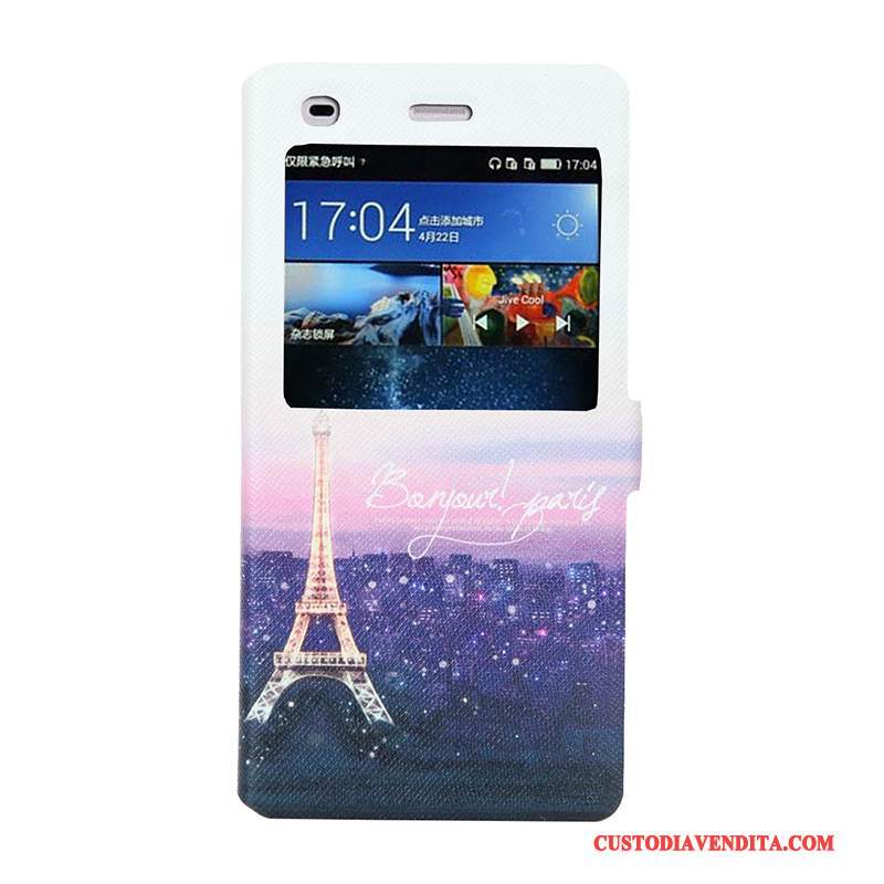 Custodia Huawei P8 Lite Colore Telefono Morbido, Cover Huawei P8 Lite Cartone Animato Tendenza Finestra Aperta