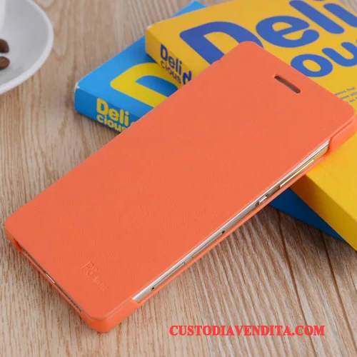 Custodia Huawei P8 Lite Pelle Arancione Anti-caduta, Cover Huawei P8 Lite Protezione Gioventù
