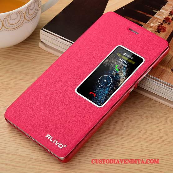 Custodia Huawei P8 Pelle Anti-caduta Rosso, Cover Huawei P8 Protezione Telefono