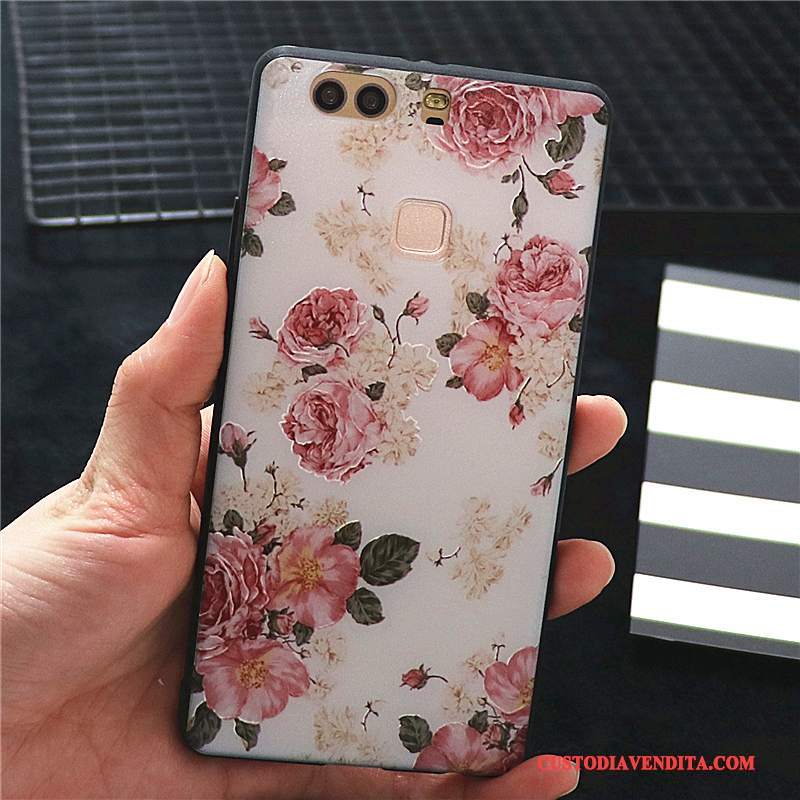 Custodia Huawei P9 Goffratura Di Personalità Anti-caduta, Cover Huawei P9 Protezione Rosa Stile Cinese