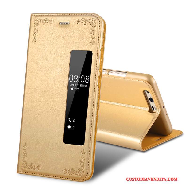 Custodia Huawei P9 Pelle Anti-caduta Oro, Cover Huawei P9 Protezione Tutto Inclusotelefono