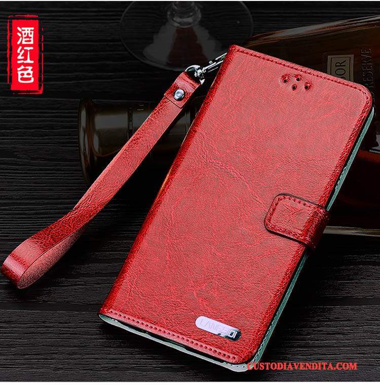 Custodia Huawei P9 Pelle Rosso High End, Cover Huawei P9 Folio Anti-caduta Tutto Incluso