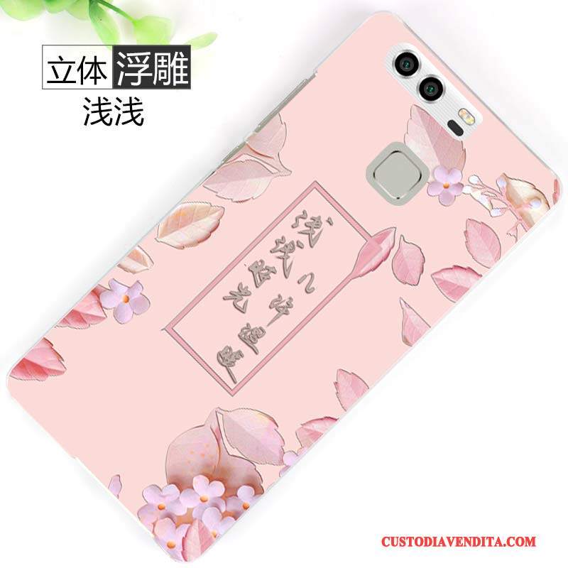 Custodia Huawei P9 Plus Goffratura Rosa Di Personalità, Cover Huawei P9 Plus Protezione Tendenza Difficile