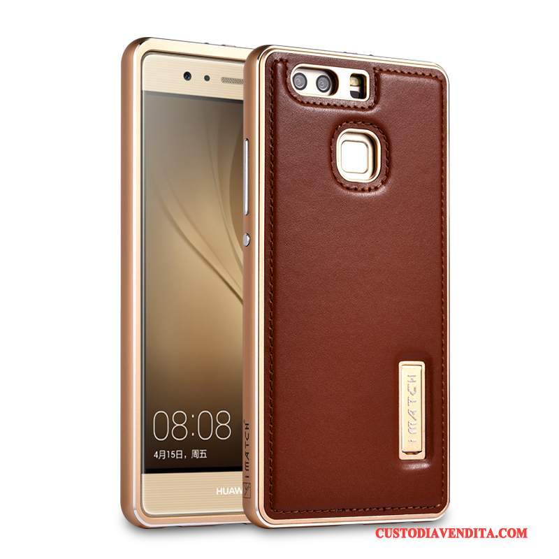 Custodia Huawei P9 Plus Pelle Affari Maglia, Cover Huawei P9 Plus Protezione Metallo Anti-caduta