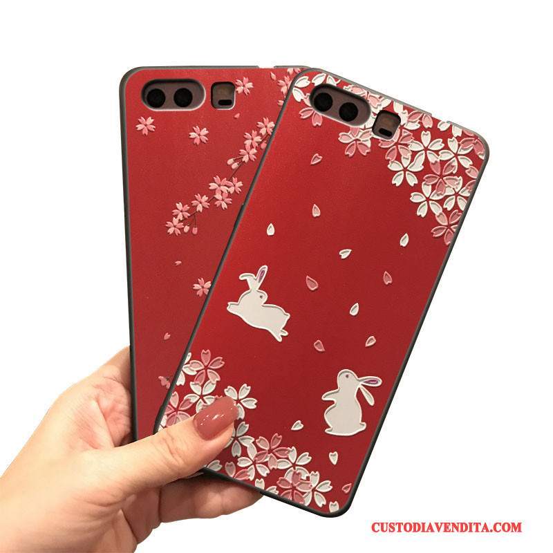 Custodia Huawei P9 Plus Silicone Ornamenti Appesitelefono, Cover Huawei P9 Plus Tendenza Rosso