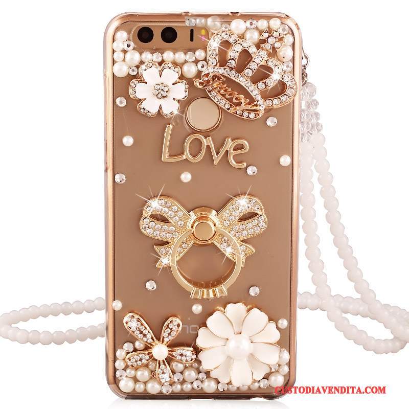 Custodia Huawei P9 Silicone Ornamenti Appesi Tutto Incluso, Cover Huawei P9 Strass Telefono Ring