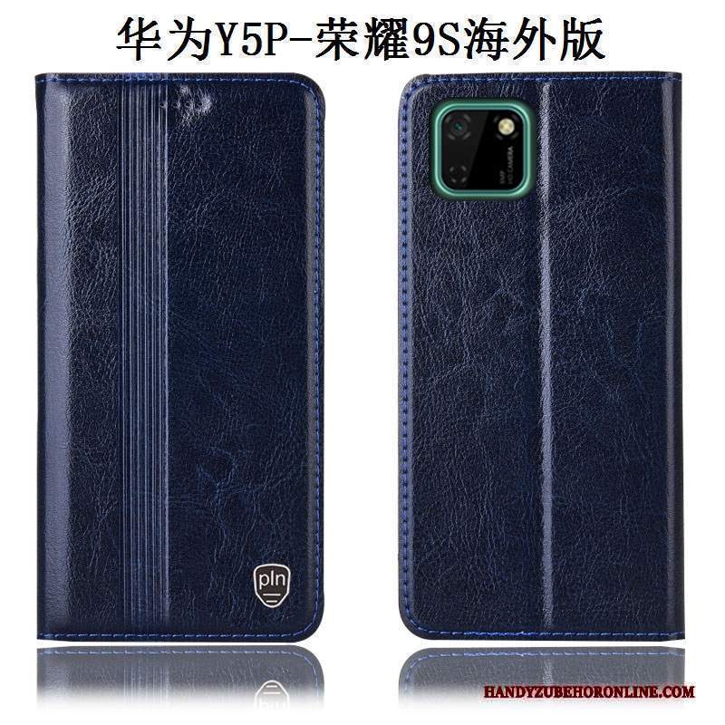 Custodia Huawei Y5p Pelle Telefono Blu Scuro, Cover Huawei Y5p Protezione Anti-caduta Tutto Incluso