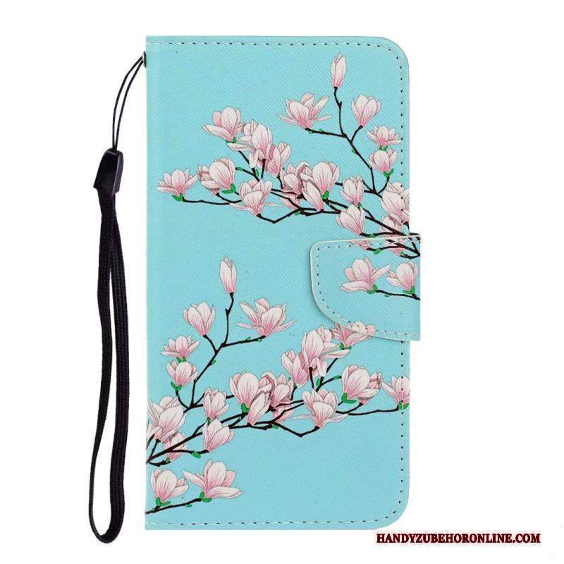 Custodia Huawei Y6s Cartone Animato Blu Gattino, Cover Huawei Y6s Folio Telefono Carta