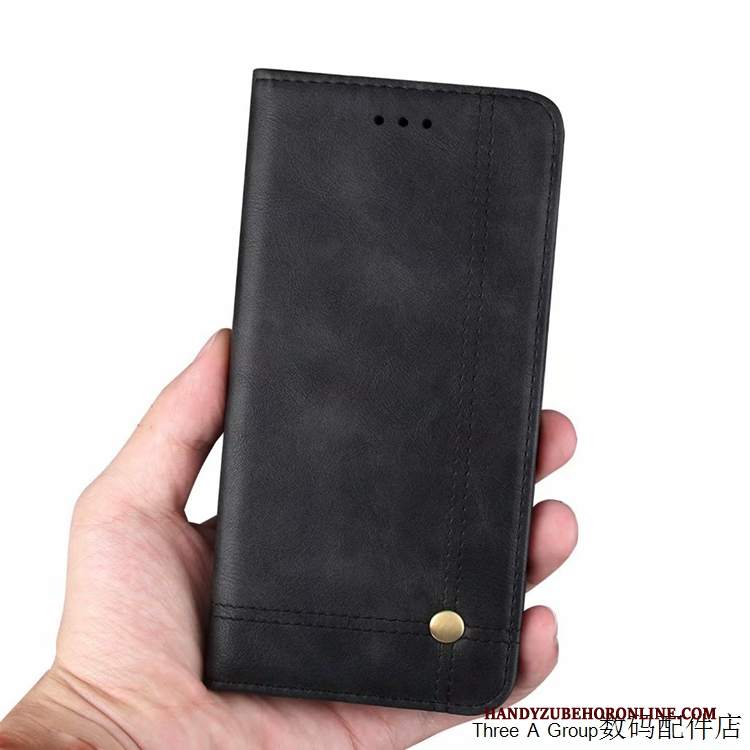 Custodia Huawei Y7 2018 Protezione Nero Affari, Cover Huawei Y7 2018 Pelle Semplici