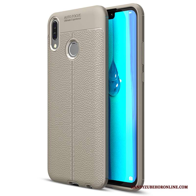 Custodia Huawei Y7 2019 Protezione Telefono Tutto Incluso, Cover Huawei Y7 2019 Pelle Modello Grigio