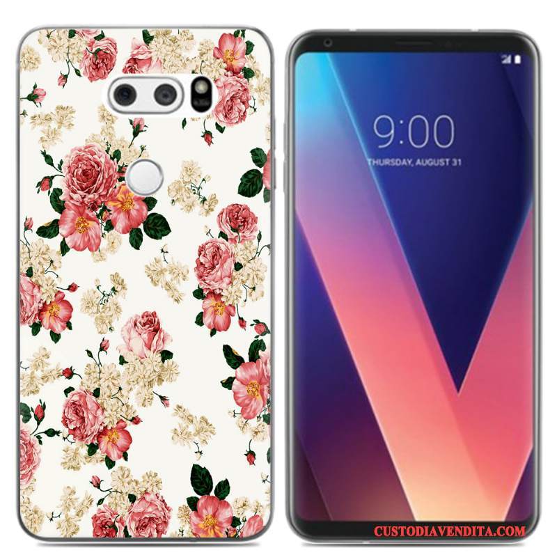 Custodia Lg V30 Cartone Animato Pittura Ad Olio Pu, Cover Lg V30 Silicone Piccola Morbido