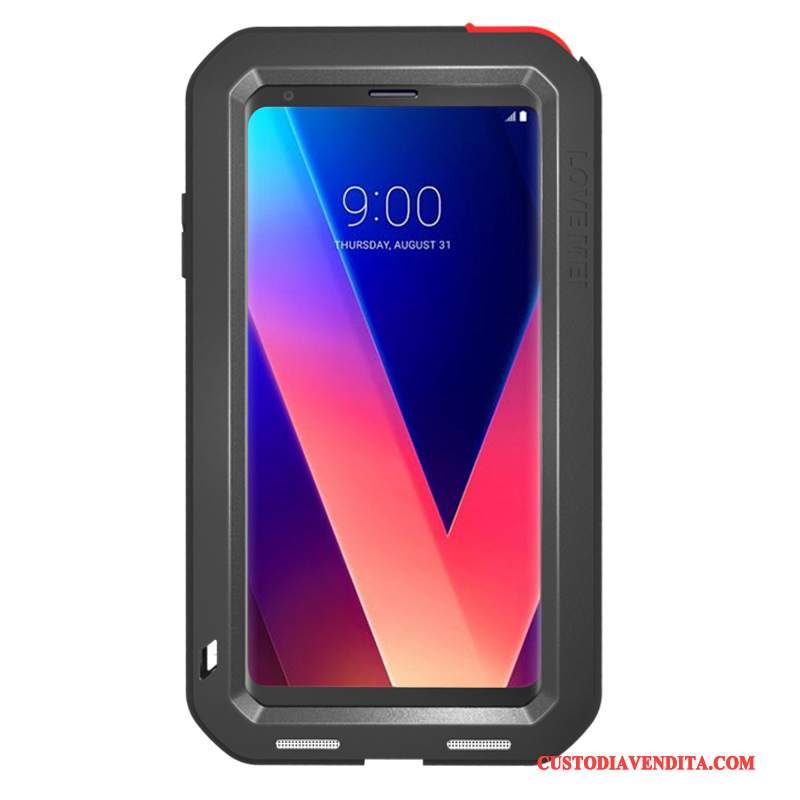 Custodia Lg V30 Protezione Tutto Incluso Nero, Cover Lg V30 Anti-caduta Metallo