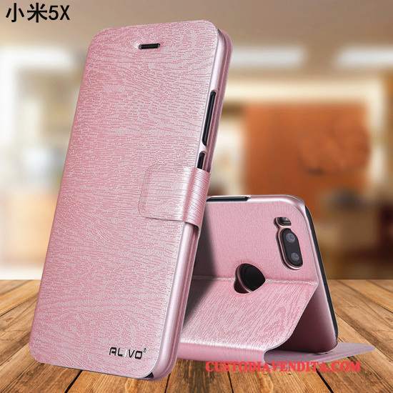 Custodia Mi 5x Protezione Piccola Rosso, Cover Mi 5x Pelle Telefono Rosa