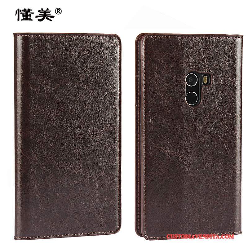 Custodia Mi Mix 2 Folio Anti-caduta Piccola, Cover Mi Mix 2 Pelle Magliatelefono