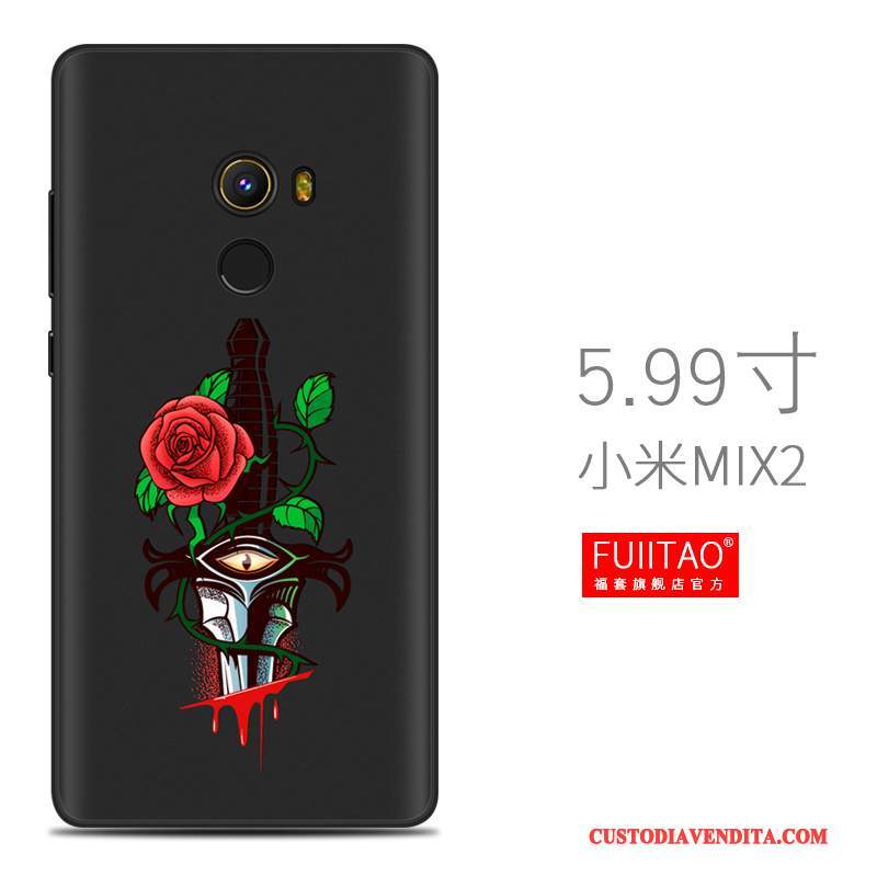 Custodia Mi Mix 2 Silicone Macchiati Morbido, Cover Mi Mix 2 Creativo Nero Tutto Incluso