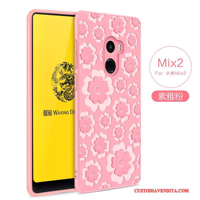 Custodia Mi Mix 2 Silicone Piccola Rosa, Cover Mi Mix 2 Protezione Morbido Anti-caduta