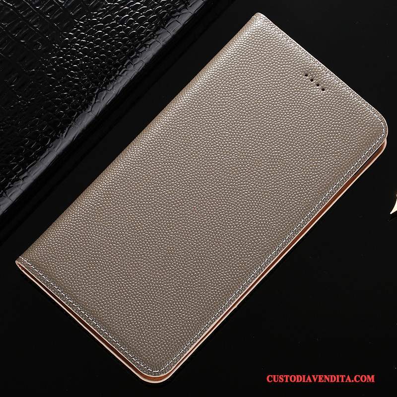 Custodia Mi Note 3 Pelle Piccola Grigio, Cover Mi Note 3 Folio Telefono Modello